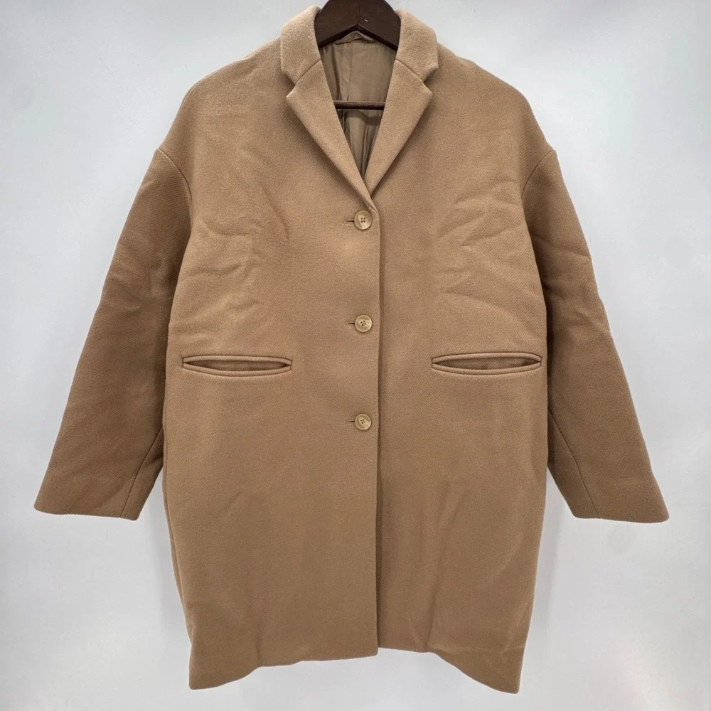 Everlane Cocoon Coat Women P Camel Tan‎ Wool Blend Oversized Long Jacket 43